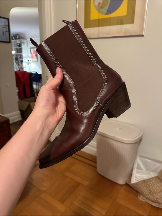 Loeffler Randall Shoes - Loeffler Randall Nat Brown Leather Chelsea Ankle Boots with Contrast Stitching